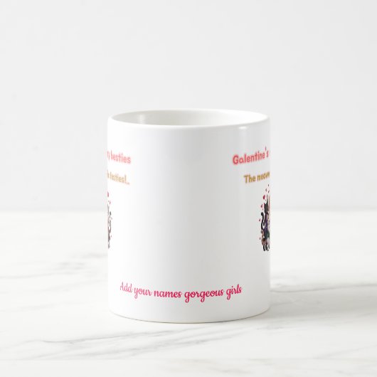 Funny Galentine's Day Besties Cat Kaffeetasse (Mittel)