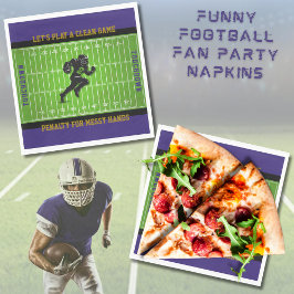 Funny Game Day Purple Football Field Party Napkins Serviette
