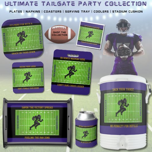 Funny Game Day Purple Football Field Party Napkins Serviette