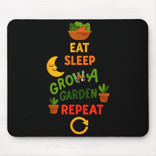 Funny Game Eat Sleep Grow A Garden Repeat Gamer De Mousepad (Vorne)