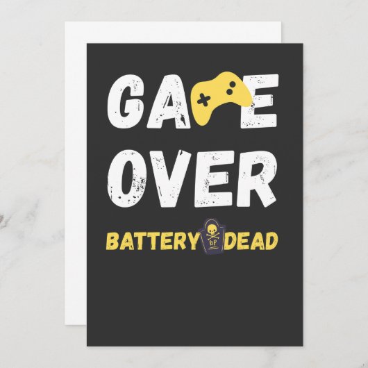 Funny Game Over Battery Dead Art Einladung (Vorne/Hinten)