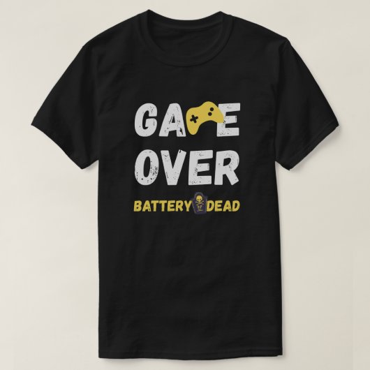 Funny Game Over Battery Dead Art T-Shirt (Design vorne)