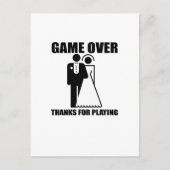 Funny, "Game Over" Hochzeitsdesign Postkarte (Vorderseite)