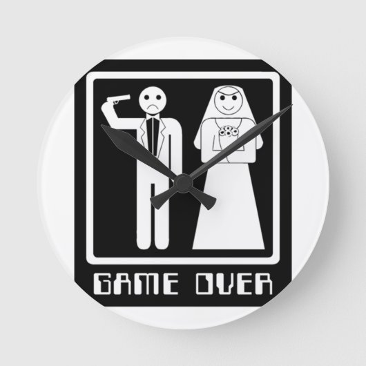 Funny Game Over Runde Wanduhr (Vorderseite)