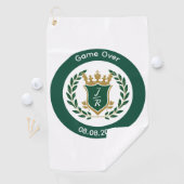 Funny "Game Over" Wedding Monogram Crest Classic Golfhandtuch (Insitu)