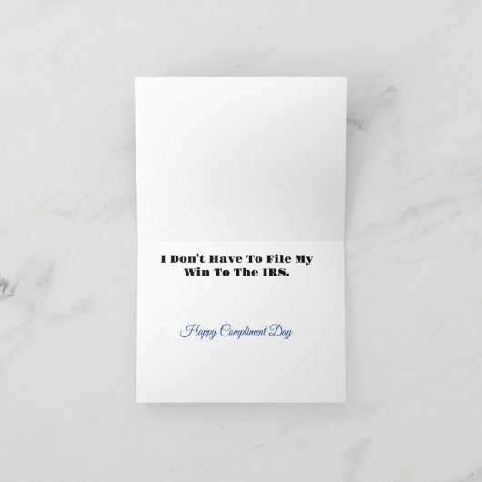 Funny Game Show Sieger Steuern Kompliment Karte (Innenseite)