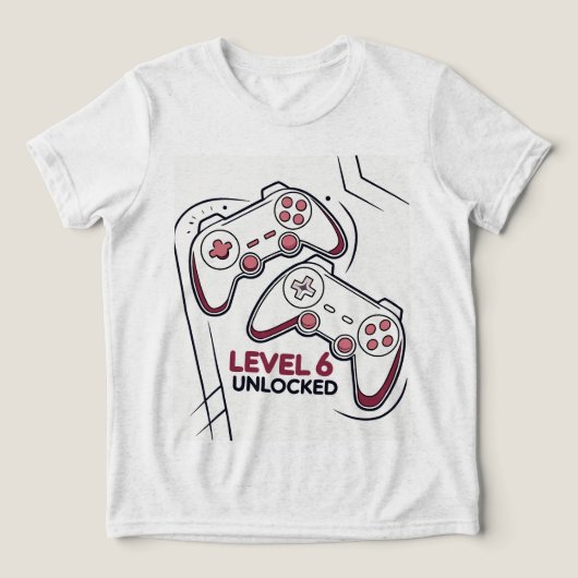 Funny Gamer 6th birthday Gift, Level 6th Unlocked Tri-Blend Shirt (Design Vorderseite)