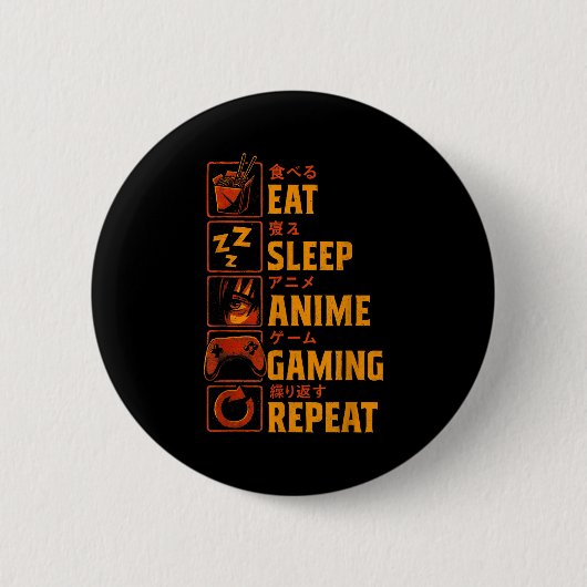 Funny Gamer Anime Graphic Tee Men Boys Teens Video Button (Vorderseite)