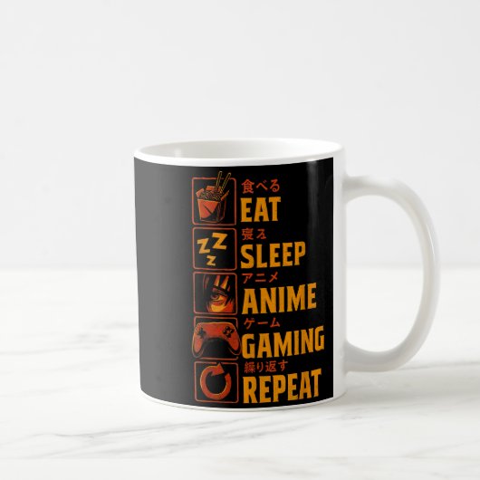 Funny Gamer Anime Graphic Tee Men Boys Teens Video Kaffeetasse (Rechts)