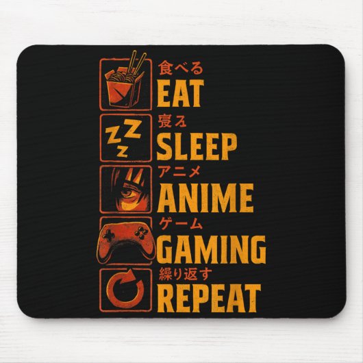 Funny Gamer Anime Graphic Tee Men Boys Teens Video Mousepad (Vorne)