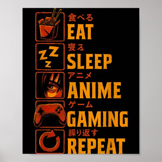 Funny Gamer Anime Graphic Tee Men Boys Teens Video Poster (Vorne)