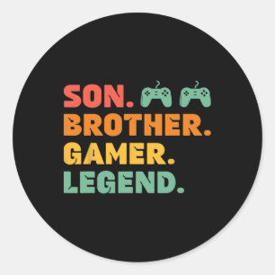 Funny Gamer Brother Son Gaming Player Legende Mens Runder Aufkleber