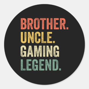Funny Gamer Brother Uncle Gaming Legend Vintag Vi Runder Aufkleber