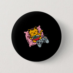 Funny Gamer Cat Ramen Kawaii Gaming Japanisch Frau Button