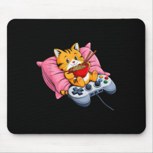 Funny Gamer Cat Ramen Kawaii Gaming Japanisch Frau Mousepad