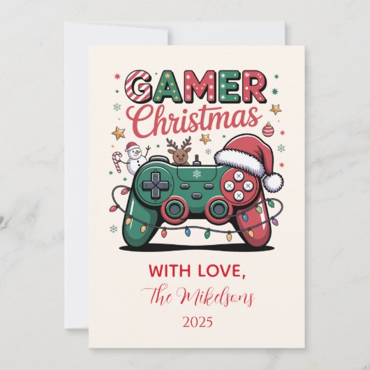 Funny Gamer Christmas Feiertagskarte (Vorderseite)