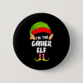 Funny Gamer Elf Matching Family Group Pj Christmas Button (Vorderseite)