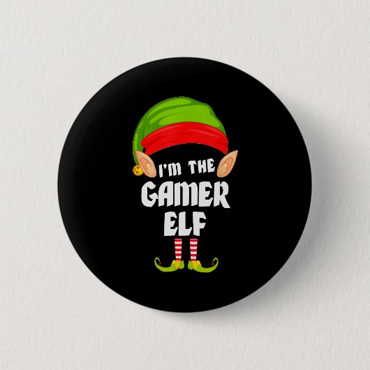 Funny Gamer Elf Matching Family Group Pj Christmas Button (Vorderseite)