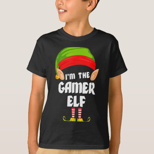 Funny Gamer Elf Matching Family Group Pj Christmas T-Shirt (Vorderseite)