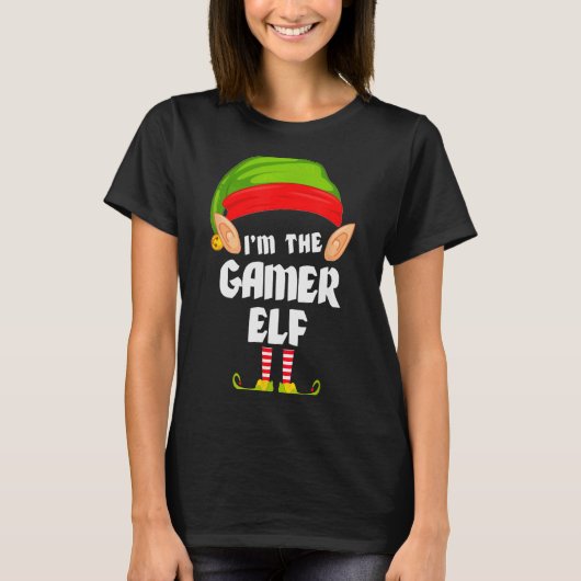 Funny Gamer Elf Matching Family Group Pj Christmas T-Shirt (Vorderseite)