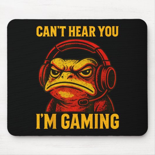 Funny Gamer Frog Men Women Boys Can't Hear You Vid Mousepad (Vorne)