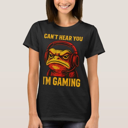 Funny Gamer Frog Men Women Boys Can't Hear You Vid T-Shirt (Vorderseite)