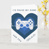 Funny Gamer Gaming Blue Heart Controller & Name Ca Karte (Gelbe Blume)