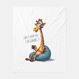 Funny Gamer Giraffe Gaming for Boys Men Video Game Fleecedecke