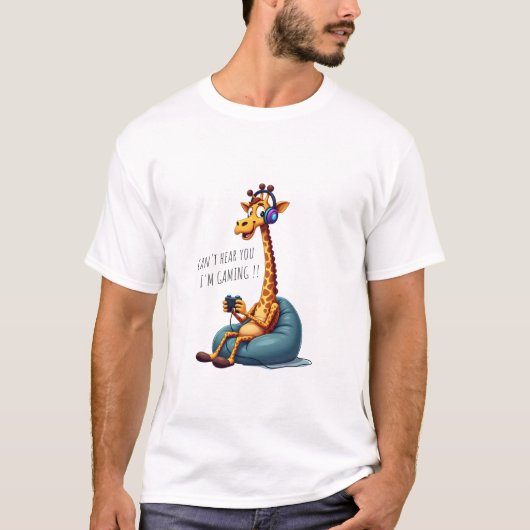 Funny Gamer Giraffe Gaming for Boys Men Video Game T-Shirt (Vorderseite)
