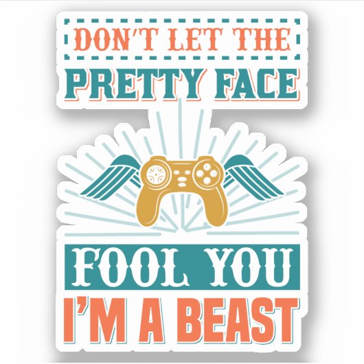 Funny Gamer Girl Wortart Aufkleber (Vorderseite)