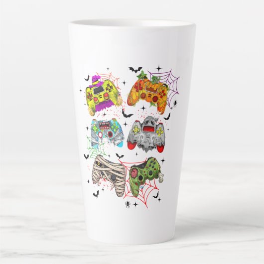 Funny Gamer Halloween Latte Tasse (Vorderseite)