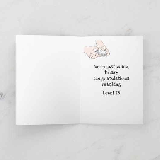 Funny Gamer Level Up Custom Age Birthday Karte (Innenseite)