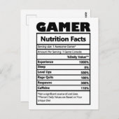 Funny Gamer Nutrition Facts Postcard Postkarte (Vorne/Hinten)