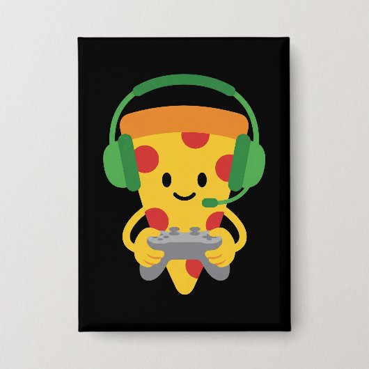 Funny Gamer Pizza Gaming Video Game Enthusiast Boy Button (Vorderseite)