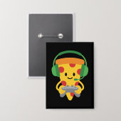 Funny Gamer Pizza Gaming Video Game Enthusiast Boy Button (Vorderseite/Rückseite)