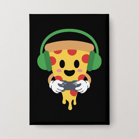 Funny Gamer Pizza Gaming Video Game Enthusiast Boy Button (Vorderseite)