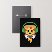 Funny Gamer Pizza Gaming Video Game Enthusiast Boy Button (Vorderseite/Rückseite)