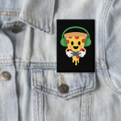 Funny Gamer Pizza Gaming Video Game Enthusiast Boy Button (Insitu)