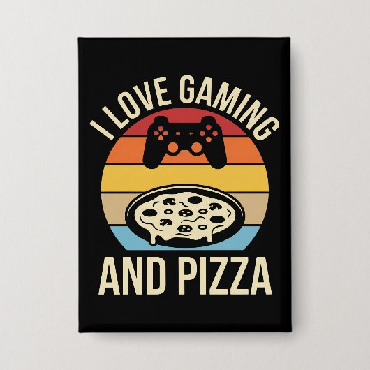 Funny Gamer Pizza Gaming Video Game Enthusiast Boy Button (Vorderseite)