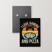 Funny Gamer Pizza Gaming Video Game Enthusiast Boy Button (Vorderseite/Rückseite)