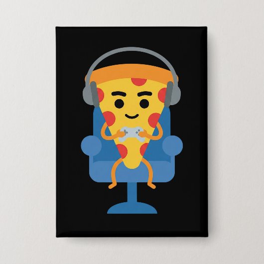 Funny Gamer Pizza Gaming Video Game Enthusiast Boy Button (Vorderseite)