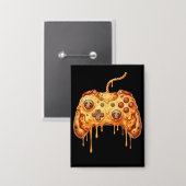 Funny Gamer Pizza Gaming Video Game Enthusiast Boy Button (Vorderseite/Rückseite)