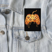 Funny Gamer Pizza Gaming Video Game Enthusiast Boy Button (Insitu)