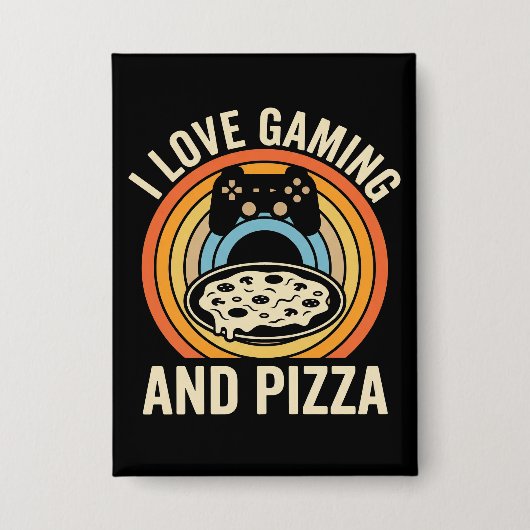 Funny Gamer Pizza Gaming Video Game Enthusiast Boy Button (Vorderseite)