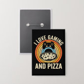 Funny Gamer Pizza Gaming Video Game Enthusiast Boy Button (Vorderseite/Rückseite)