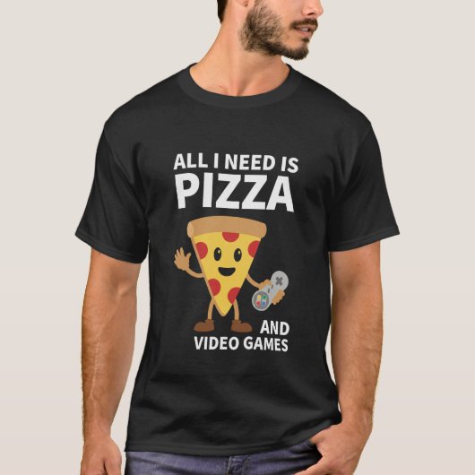 Funny Gamer Pizza Gaming Video Game Enthusiast Boy T-Shirt (Vorderseite)