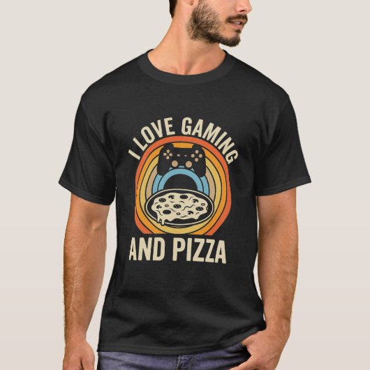 Funny Gamer Pizza Gaming Video Game Enthusiast Boy T-Shirt (Vorderseite)