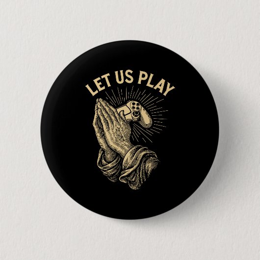 Funny Gamer Prayer Pun Video Game Controller Retro Button (Vorderseite)