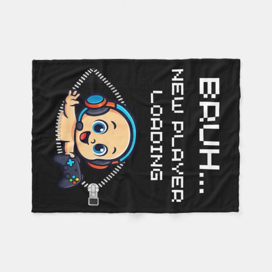 Funny Gamer Pregnancy Announcement – Bruh New Play Fleecedecke (Vorderseite (Horizontal))