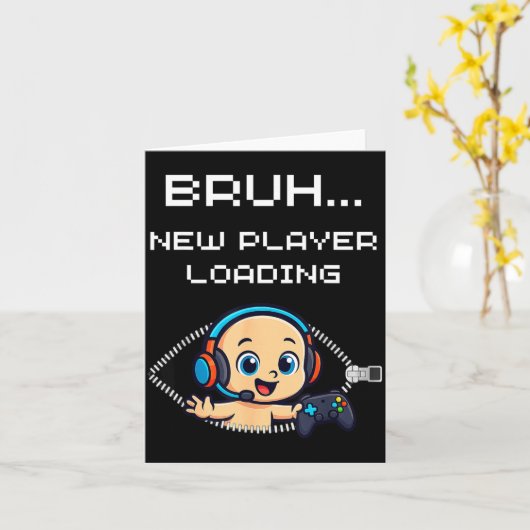 Funny Gamer Pregnancy Announcement – Bruh New Play Karte (Gelbe Blume)